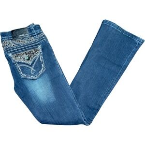 GRACE in LA Womens Size 27 Flare Bootcut Embellished Rhinestone Jeans 31" Inseam